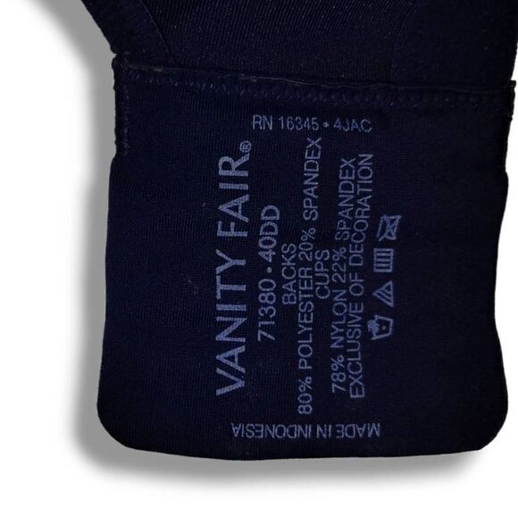 Vanity Fair Women's Bra Padding Support Navy 40DD #71380 - Picture 6 of 7